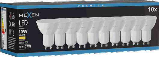 Mexen Nova 10x LED spuldze GU10, 10W, Silta - 3000K, 1055 lm - L108-GU10-1030-01x10