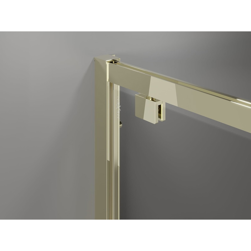 Mexen Exo-BR Duo 3S cabina de ducha abatible de 3 paredes 100 x 100 cm, transparente, dorada - 8182-100-100-50-00-3S
