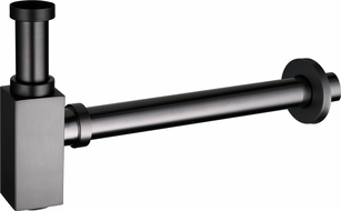 Mexen Quadratischer Halbsiphon für Waschbecken, gebürstetes Gun Grey - 79960-66