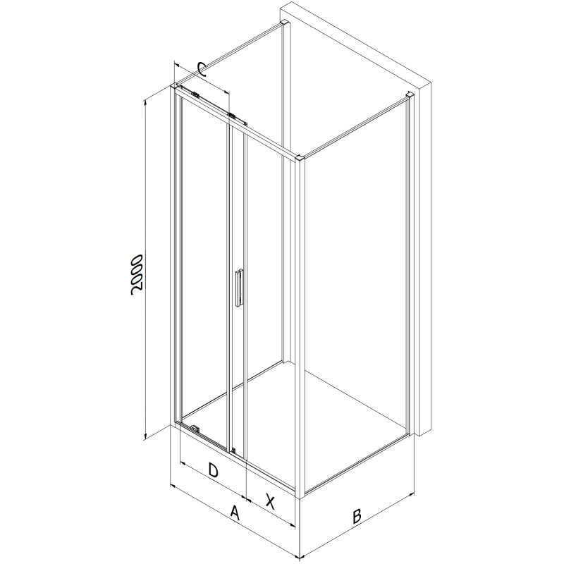 Mexen Exo-3S kabina prysznicowa 3-ścienna rozsuwana 130 x 90 cm, transparent, czarna - 8151-130-090-70-00-3S