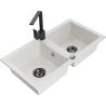 Mexen Mario fregadero de granito de 2 cubetas con grifo de cocina Rita, blanco - 6504-20-670300-70