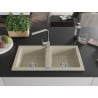 Mexen Mario granite kitchen sink 2-bowl with Rita kitchen tap, beige - 6504-69-670300-00