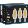 Mexen Vintis 3x Lampadina filament LED E14, C35, 4W, Calda - 2200K, 400 lm, ambra - L154-E14-0422-50x03