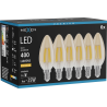 Mexen Vintis 6x Lampadina filament LED E14, C35, 4W, Calda - 2200K, 400 lm, ambra - L154-E14-0422-50x06