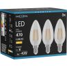 Mexen Vintis 3x Lampadina filament LED E14, C35, 4W, Calda - 2700K, 470 lm, trasparente - L154-E14-0427-00x03