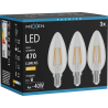 Mexen Vintis 3x LED kvēlspuldze E14, C35, 4W, Silta - 2700K, 470 lm, caurspīdīga - L154-E14-0427-00x03