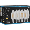 Mexen Vintis 6x Lampadina a filamento LED E14, C35, 4W, Calda - 2700K, 470 lm, trasparente - L154-E14-0427-00x06