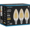 Mexen Vintis 3x LED Filament Bulb E14, C35, 6W, Warm - 2200K, 600 lm, amber - L154-E14-0622-50x03