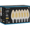 Mexen Vintis 6x LED Filament Glühbir C35, E14, 6W, Warm - 2200K, 600 lm, amber - L154-E14-0622-50x06