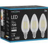 Mexen Vintis 3x Lampadina a filamento LED E14, C35, 6W, Neutro - 4000K, 720 lm, trasparente - L154-E14-0640-00x03