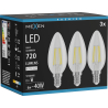 Mexen Vintis 3x LED kvēldiega spuldze E14, C35, 6W, Neitrāla - 4000K, 720 lm, caurspīdīga - L154-E14-0640-00x03
