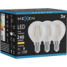 Mexen Vintis 3x LED-filamentlampa E14, G45, 2W, Varm - 2700K, 240 lm, klar - L156-E14-0227-00x03