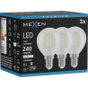 Mexen Vintis 3x LED-filamenttilamppu E14, G45, 2W, Neutraali - 4000K, 240 lm, kirkas - L156-E14-0240-00x03