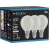 Mexen Vintis 3x LED spuldze ar kvēldiegu, E14, G45, 2W, Neitrāls - 4000K, 240 lm, caurspīdīgs - L156-E14-0240-00x03
