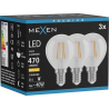 Mexen Vintis 3x Lampadina LED a filamento E14, G45, 4W, Calda - 2700K, 470 lm, chiara - L156-E14-0427-00x03
