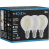 Mexen Vintis 3x Lampadina a filamento LED E14, G45, 4W, Fredda - 6500K, 470 lm, trasparente - L156-E14-0465-00x03