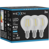 Mexen Vintis 3x LED kvēldiega spuldze E14, G45, 4W, Auksta - 6500K, 470 lm, caurspīdīga - L156-E14-0465-00x03