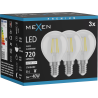 Mexen Vintis 3x LED kvēldiega spuldze E14, G45, 6W, Neitrāla - 4000K, 720 lm, caurspīdīga - L156-E14-0640-00x03