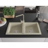 Mexen Mario Granitspüle 2-Kammern mit Küchenarmatur Rita, beige - 6504-69-670300-69
