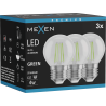Mexen Vintis 3x Ampoule à filament LED E27, G45, 4W, 55 lm, verte - L156-E27-04XX-46x03