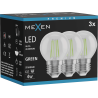 Mexen Vintis 3x Lampadina a filamento LED E27, G45, 4W, 55 lm, verde - L156-E27-04XX-46x03