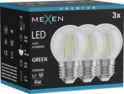 Mexen Vintis 3x LED-filamentlambipirn E27, G45, 4W, 55 lm, roheline - L156-E27-04XX-46x03
