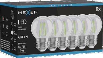 Mexen Vintis 6x Filamenta LED spuldze E27, G45, 4W, 55 lm, zaļa - L156-E27-04XX-46x06
