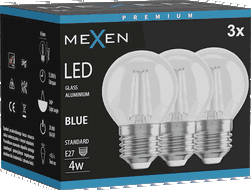 Mexen Vintis 3x LED filamentlamp E27, G45, 4W, 55 lm, blauw - L156-E27-04XX-47x03