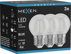 Mexen Vintis 3x LED hõõglambi hõõgniit E27, G45, 4W, 55 lm, sinine - L156-E27-04XX-47x03