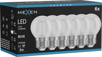 Mexen Vintis 6x LED filament žarulja E27, G45, 4W, 55 lm, plava - L156-E27-04XX-47x06