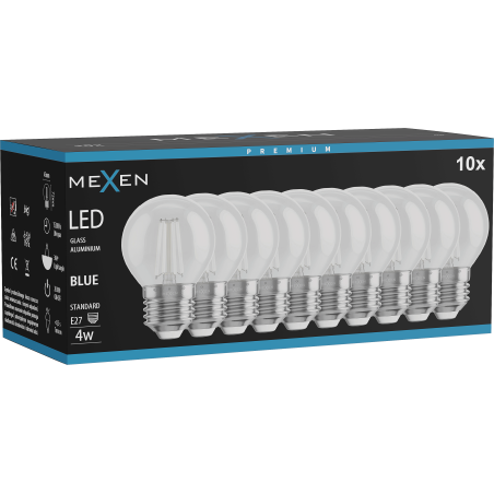 Mexen Vintis 10x LED filamentu spuldze E27, G45, 4W, 55 lm, zila - L156-E27-04XX-47x10