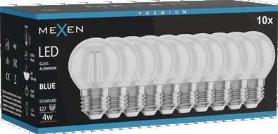 Mexen Vintis 10x LED Filament Bulb E27, G45, 4W, 55 lm, Blue - L156-E27-04XX-47x10