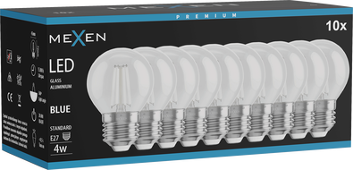 Mexen Vintis 10x LED Filament-Glühbir fonkelnei E27, G45, 4W, 55 lm, blo - L156-E27-04XX-47x10