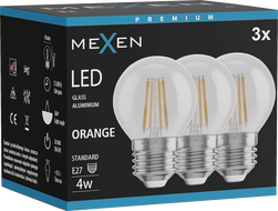 Mexen Vintis 3x Filament LED pirn E27, G45, 4W, 55 lm, oranž - L156-E27-04XX-48x03