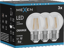Mexen Vintis 3x LED-filamentlamp E27, G45, 4W, 55 lm, oranje - L156-E27-04XX-48x03