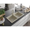 Mexen Mario Granitspüle 2-Kammern mit Küchenarmatur Rita, beige - 6504-69-670300-69