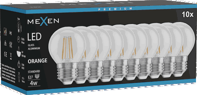 Mexen Vintis 10x Lampadina a filamento LED E27, G45, 4W, 55 lm, arancione - L156-E27-04XX-48x10