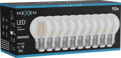 Mexen Vintis 10x LED filament žarulja E27, G45, 4W, 55 lm, narančasta - L156-E27-04XX-48x10