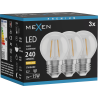 Mexen Vintis 3x Λάμπα με νήμα LED E27, G45, 2W, Θερμό - 2700K, 240 lm, διάφανο - L156-E14-0227-00x03