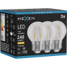 Mexen Vintis 3x LED-Filament-Lampe E27, G45, 2W, Warm - 2700K, 240 lm, klar - L156-E27-0227-00x03