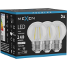 Mexen Vintis 3x Bombilla de filamento LED E27, G45, 2W, Neutral - 4000K, 240 lm, transparente - L156-E27-0227-00x03