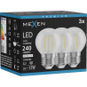 Mexen Vintis 3x żarówka filament LED E27, G45, 2W, Neutralna - 4000K, 240 lm, clear - L156-E14-0227-00x03