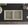 Mexen Mario Granitspüle 2-Kammern mit Küchenarmatur Rita, beige - 6504-69-670300-69