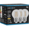 Mexen Vintis 3x LED kvēldiega spuldze E27, G45, 4W, Silta - 2700K, 470 lm, caurspīdīga - L156-E27-0427-00x03
