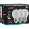 Mexen Vintis 3x żarówka filament LED E27, G45, 4W, Ciepła - 2700K, 470 lm, clear - L156-E27-0427-00x03