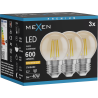 Mexen Vintis 3x żarówka filament LED E27, G45, 6W, Ciepła - 2200K, 600 lm, amber - L156-E27-0622-50x03