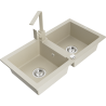 Mexen Mario Granitspüle 2-Kammern mit Küchenarmatur Rita, beige - 6504-69-670300-69