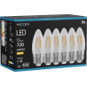 Mexen Vintis 6x Lampadina a filamento LED E27, C35, 6W, Calda - 2700K, 720 lm, trasparente - L154-E27-0627-00x06