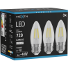 Mexen Vintis 3x Λάμπα LED νήματος E27, C35, 6W, Ουδέτερη - 4000K, 720 lm, διάφανη