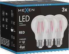 Mexen Vintis 3x Filamenta LED spuldze E27, A60, 4W, 55 lm, sarkana - L150-E27-04XX-45x03